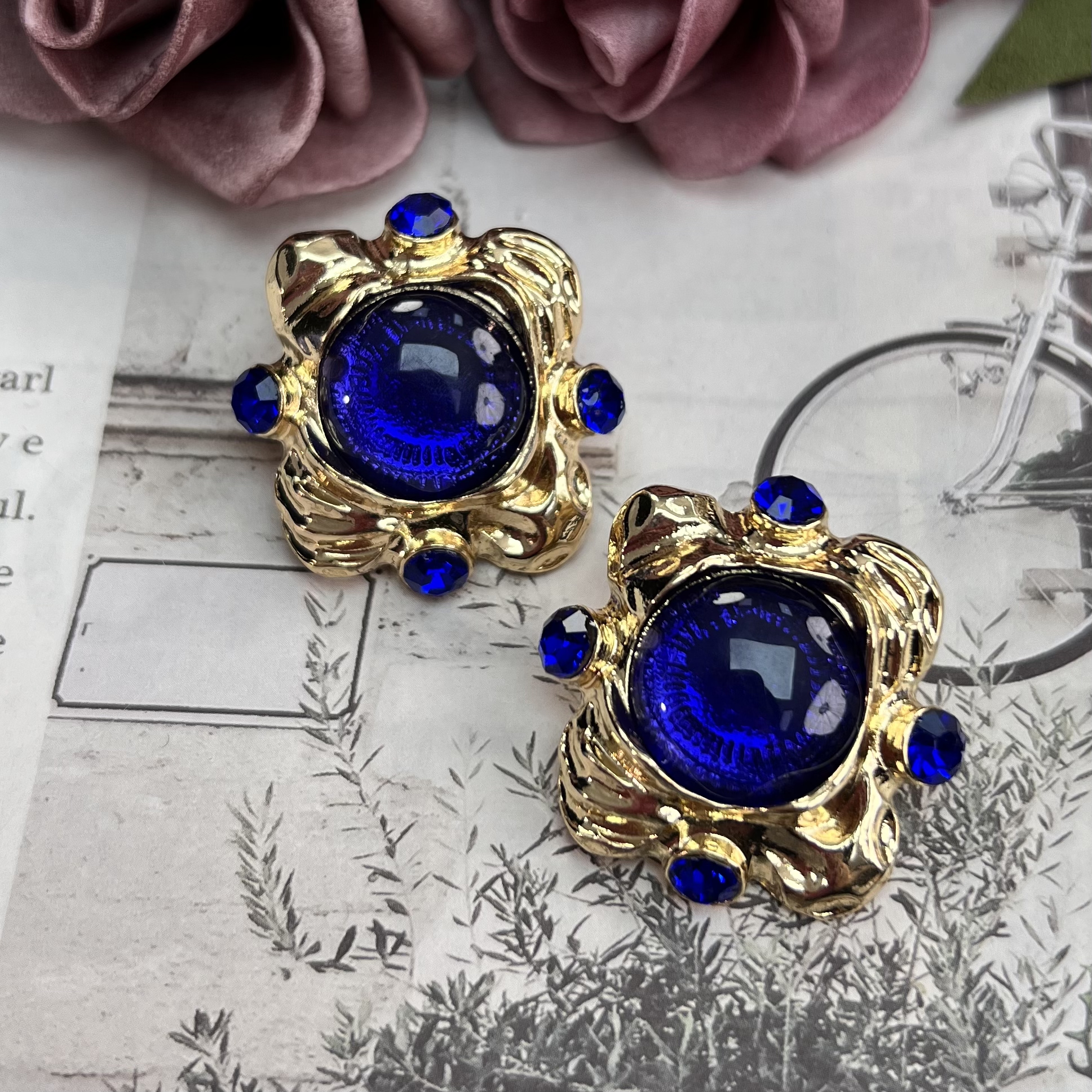 合金耳饰 212复古耳饰时尚气质百搭法式小众宫廷商务耳钉精致大气