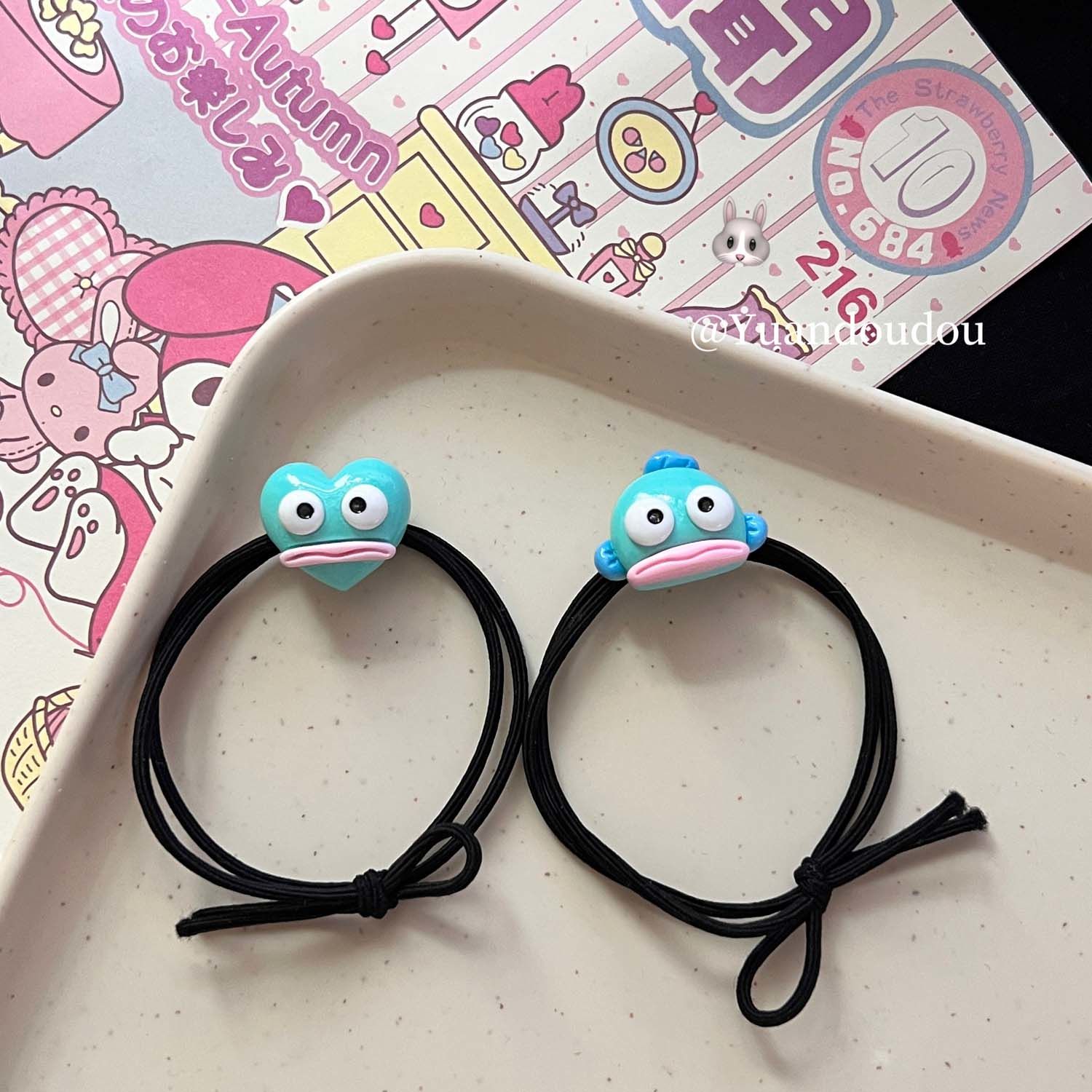 卡通呆萌搞怪大嘴鱼发绳送男友小皮筋可爱少女心学生头绳情侣发饰