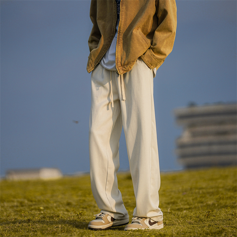 春秋季新款休闲裤男士潮流牌拖地垂感冬天重磅阔腿运动直筒长裤子