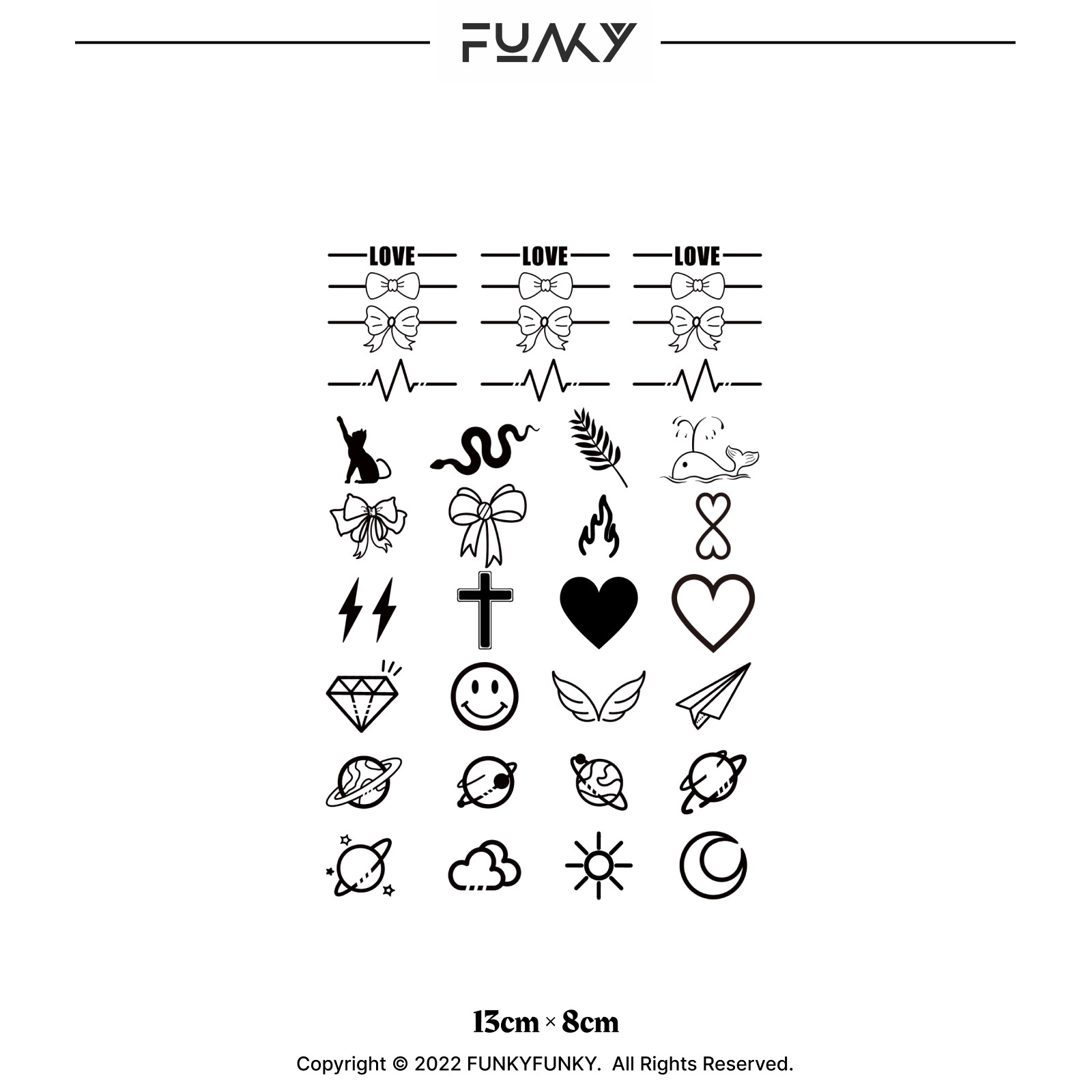 36个可爱小图合集 草本纹身贴手指耳背款防水防汗不反光持久逼真