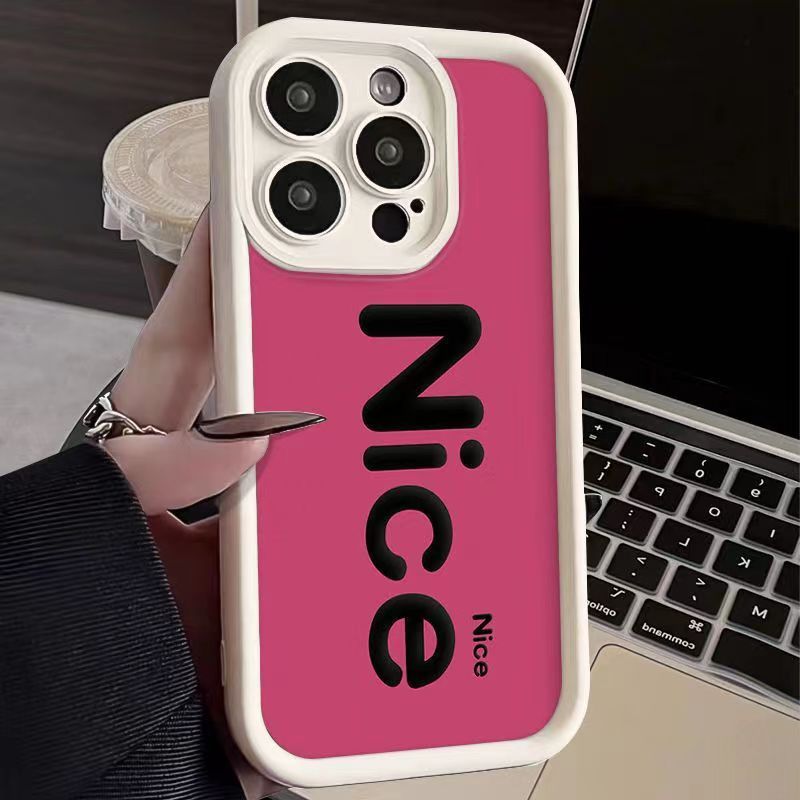 ins风英文苹果13手机壳适用iPhone15/14promax防摔12简约11软7/8p