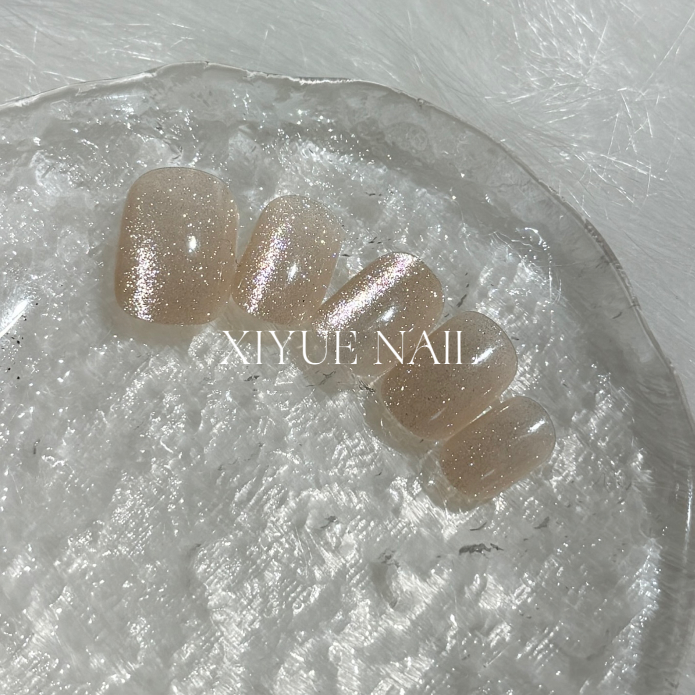【奶椰玛奇朵】裸色猫眼简约通勤纯手工穿戴甲
