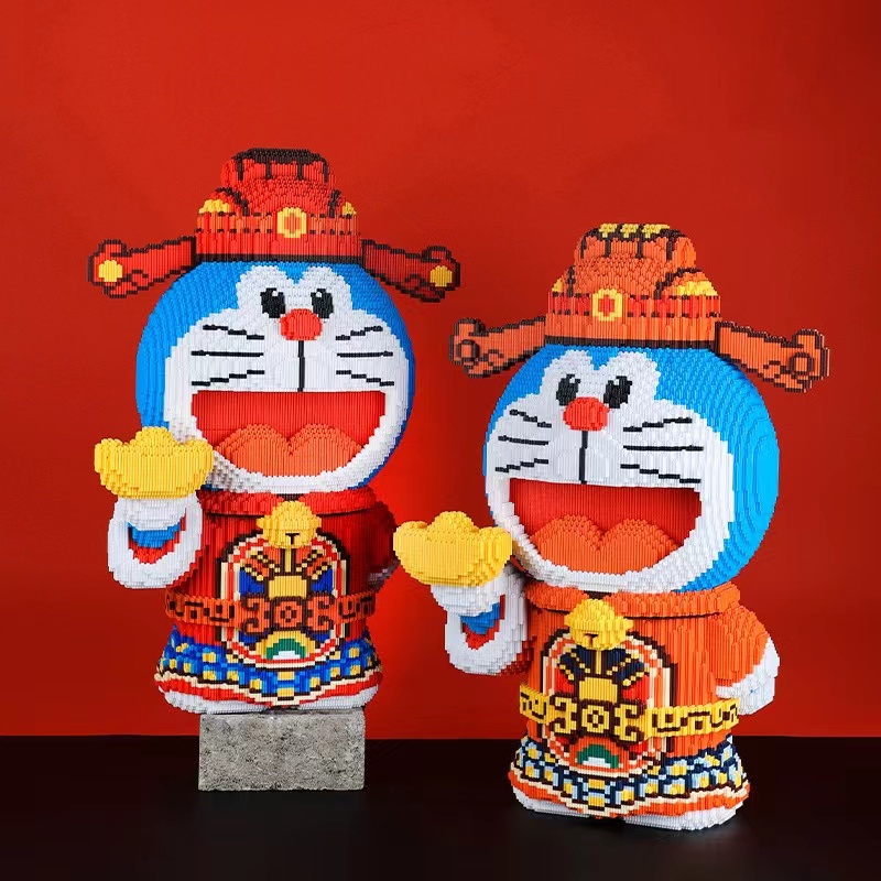 超大号正版授权新年财神哆啦A梦网红打卡门店装饰DIY颗粒立体积木