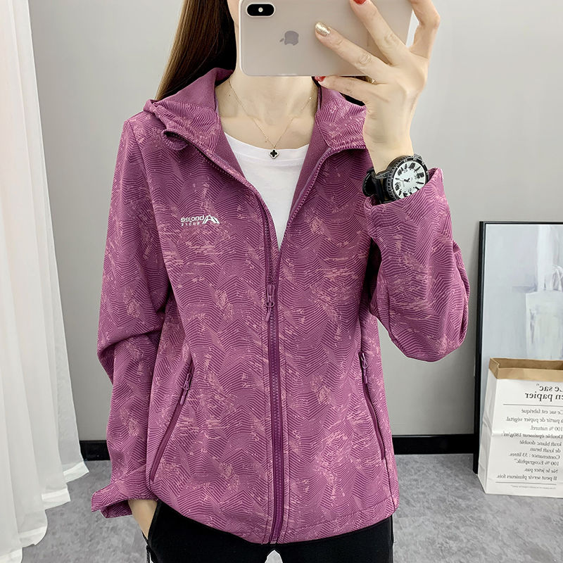 复合绒软壳冲锋衣女加绒加厚连帽外套防水挡风开衫冬户外运动风衣