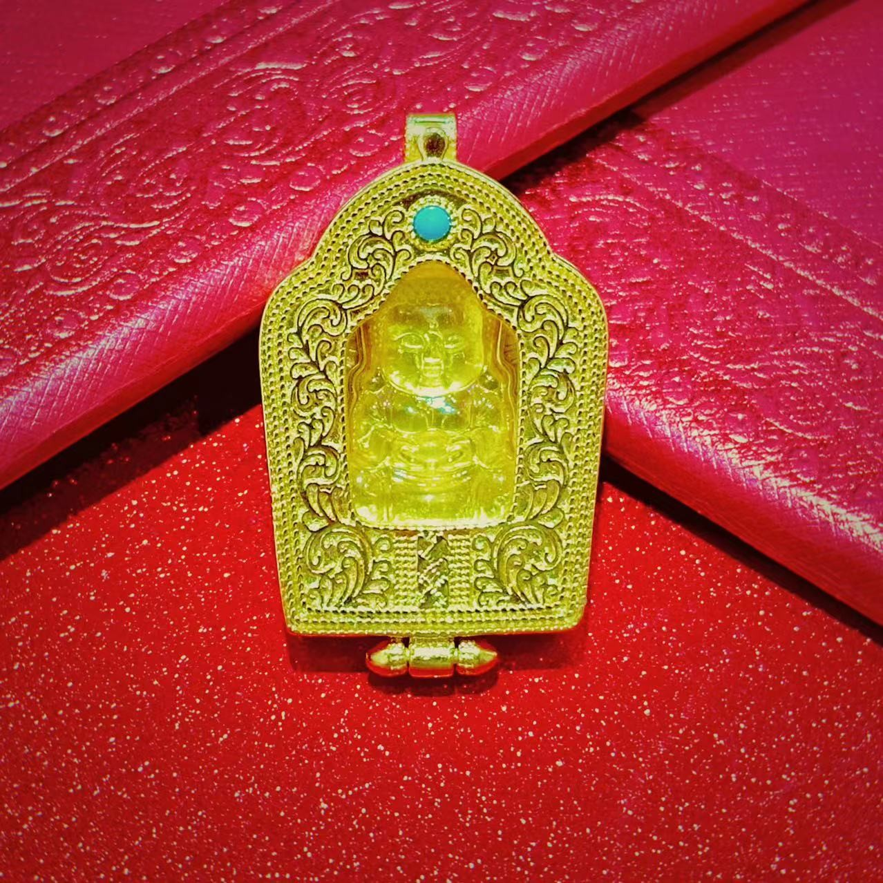 【小米专属】藏式古法掐丝 南无阿弥陀佛金珀开盖吊坠【ZDZ251 】