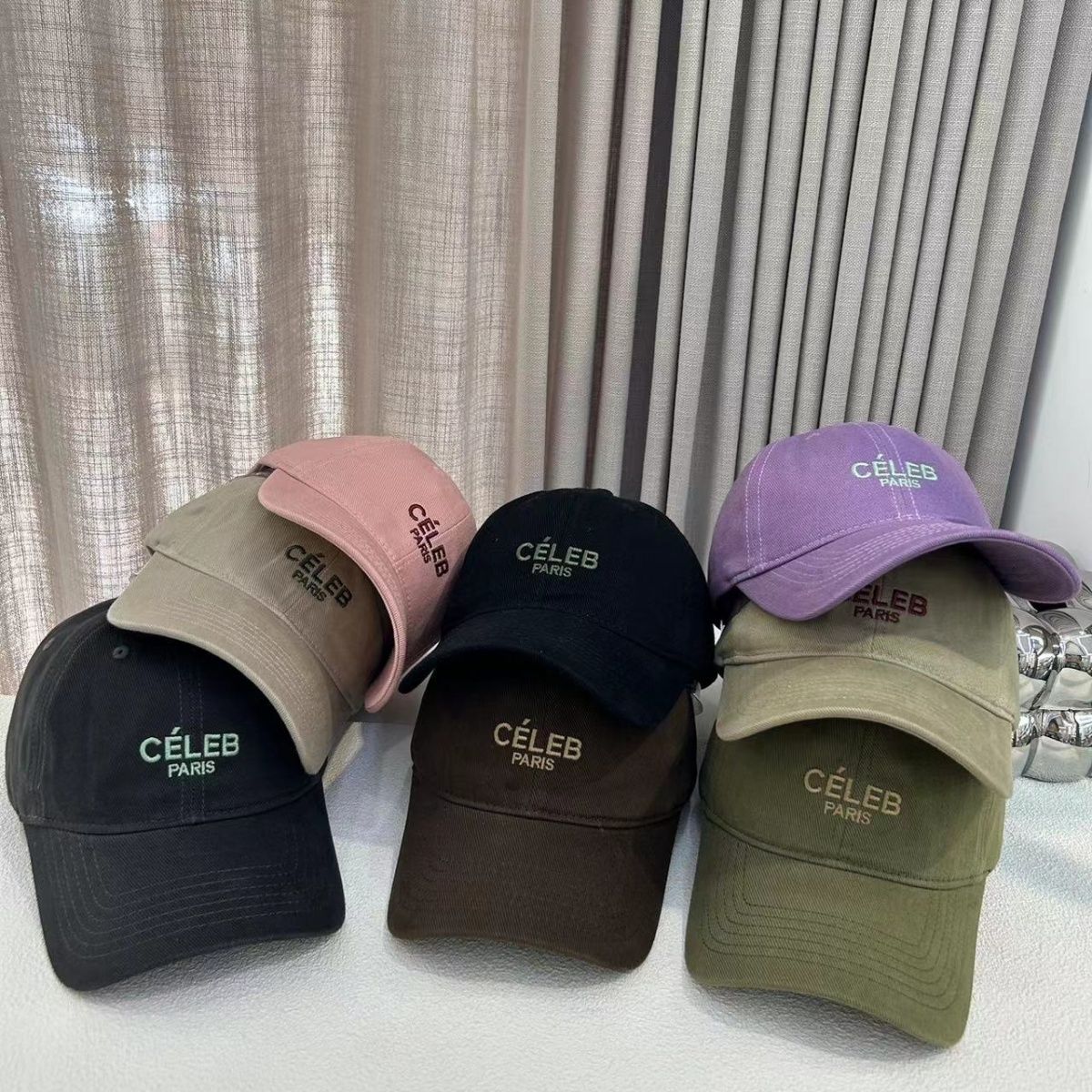 帽子女2023秋冬新款磨毛字母CELEB刺绣软顶棒球帽男休闲鸭舌帽潮