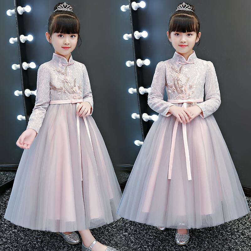 红路皇女童洋装秋冬款2023冬装新款儿童公主裙旗袍汉服女裙子冬季